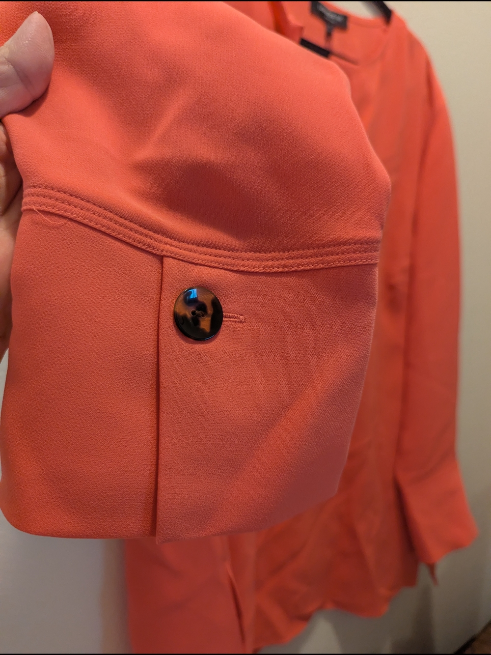 NWT Lafayette 148 New York Coral-Orange Split V-Neck Button-Down Shirt Size 1X - Picture 2 of 5